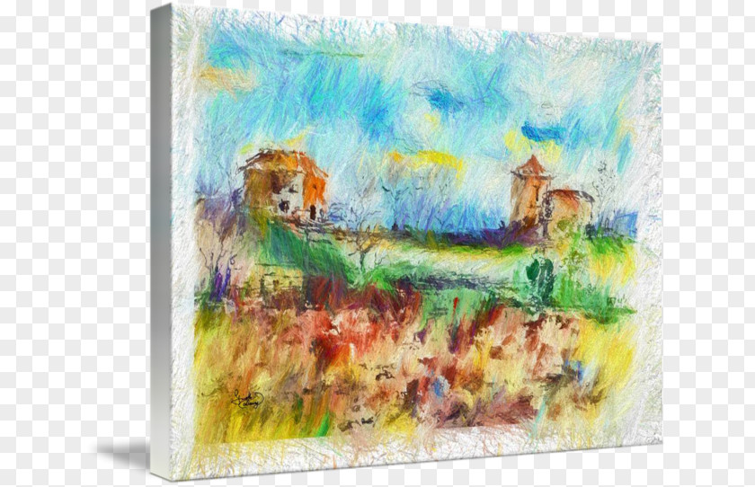 Country Side Watercolor Painting Modern Art Acrylic Paint PNG