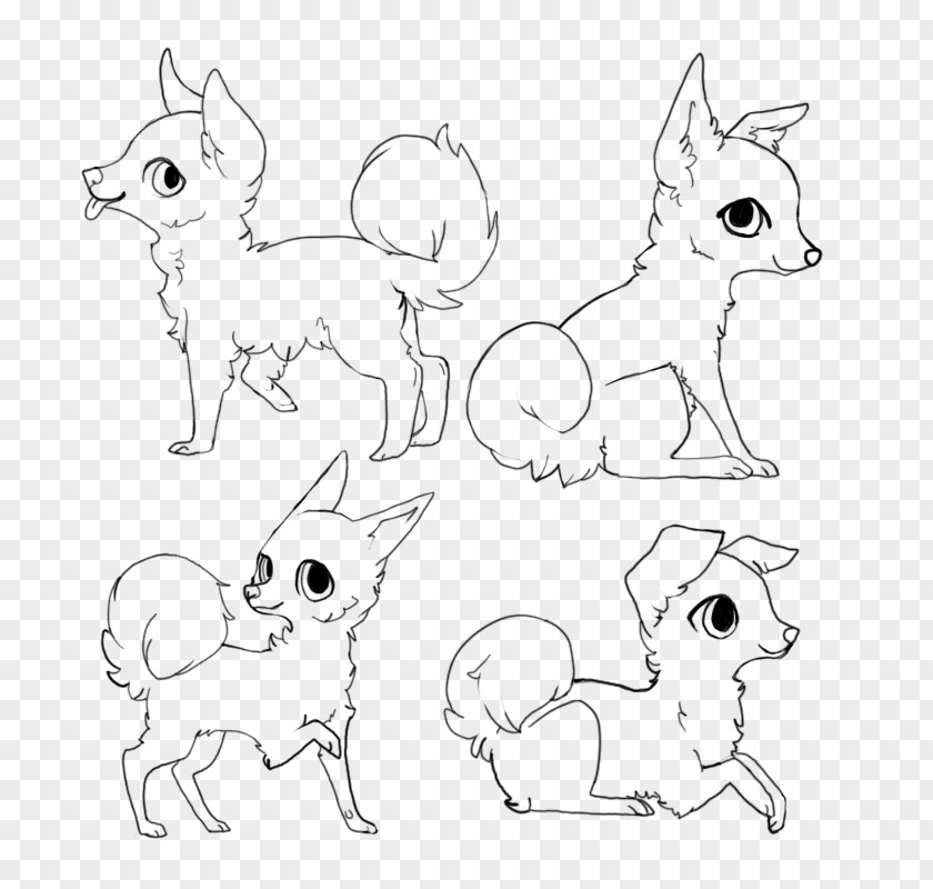 Stick Figure Fox Cat Puppy Black And White PNG