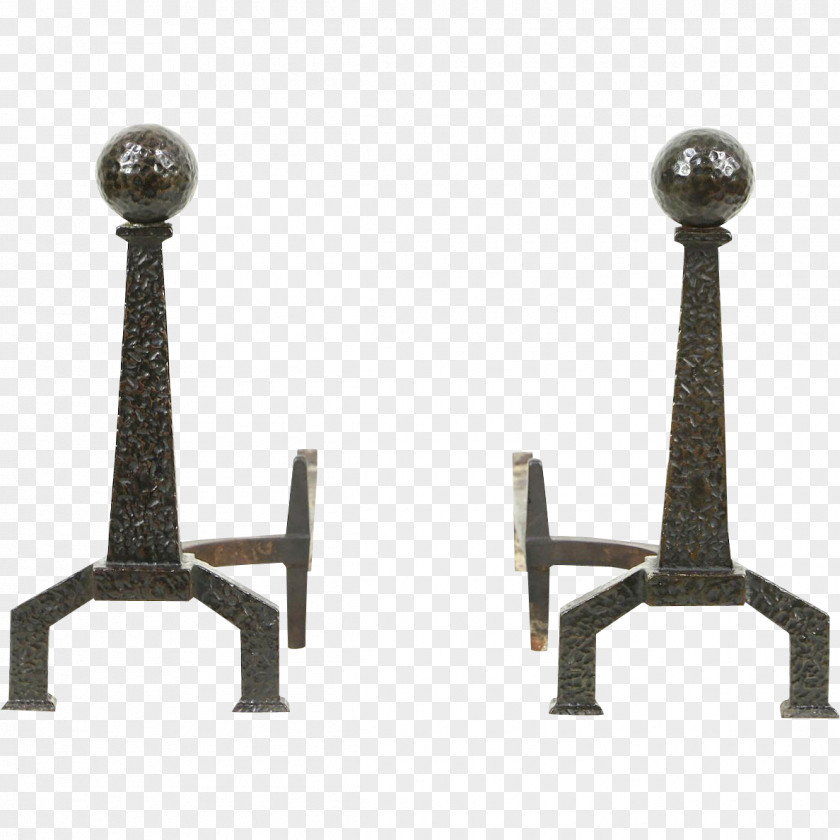 Iron Andiron Fireplace Cast Antique PNG