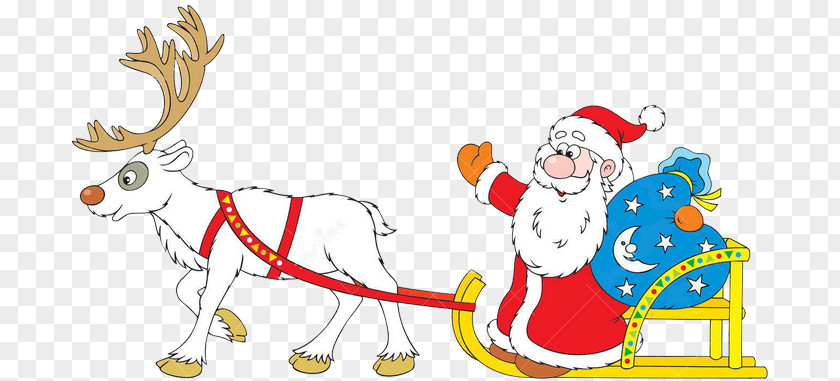 Reindeer Santa Claus Sled Clip Art PNG