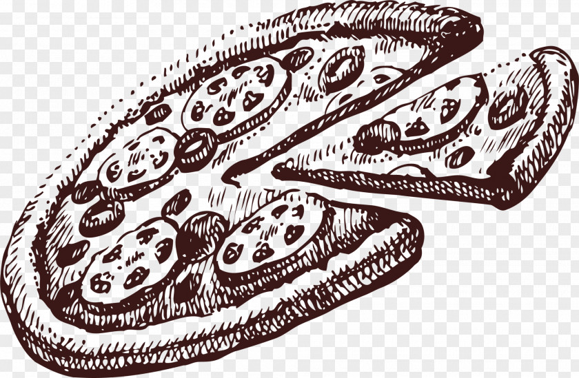 Black Delicious Pizza Italian Cuisine Fast Food Drawing PNG