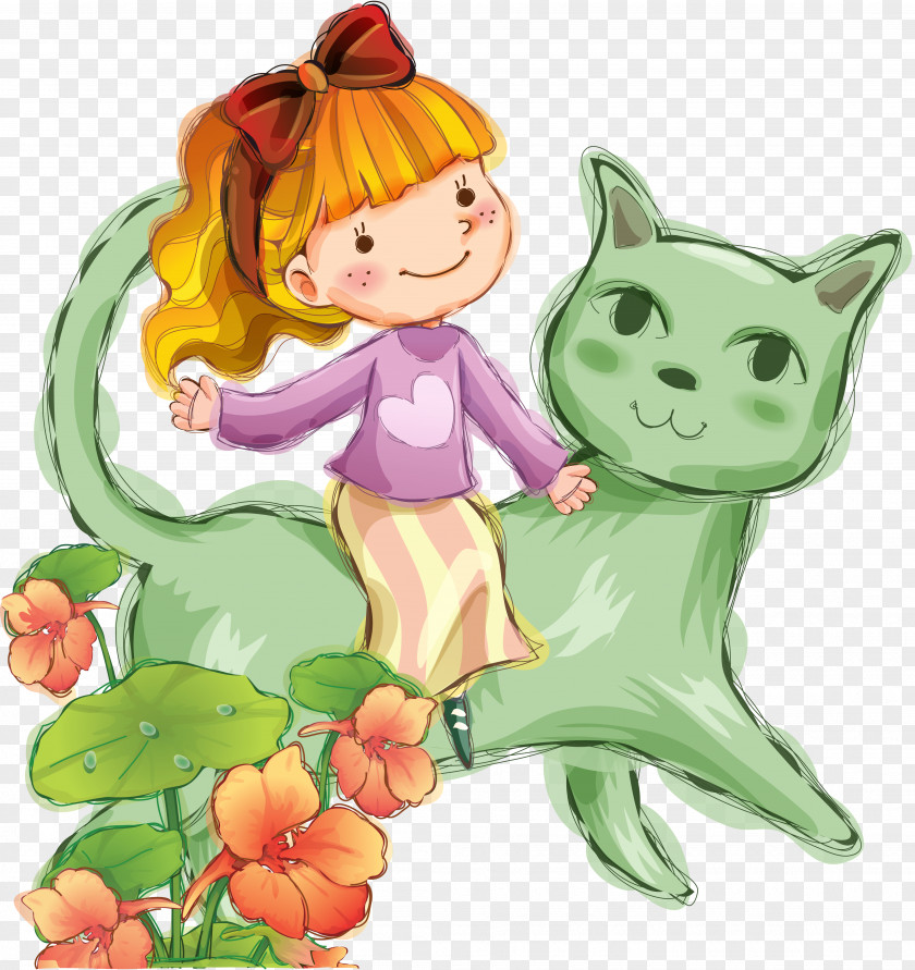 Watercolor Baby Cat Child Desktop Wallpaper Clip Art PNG
