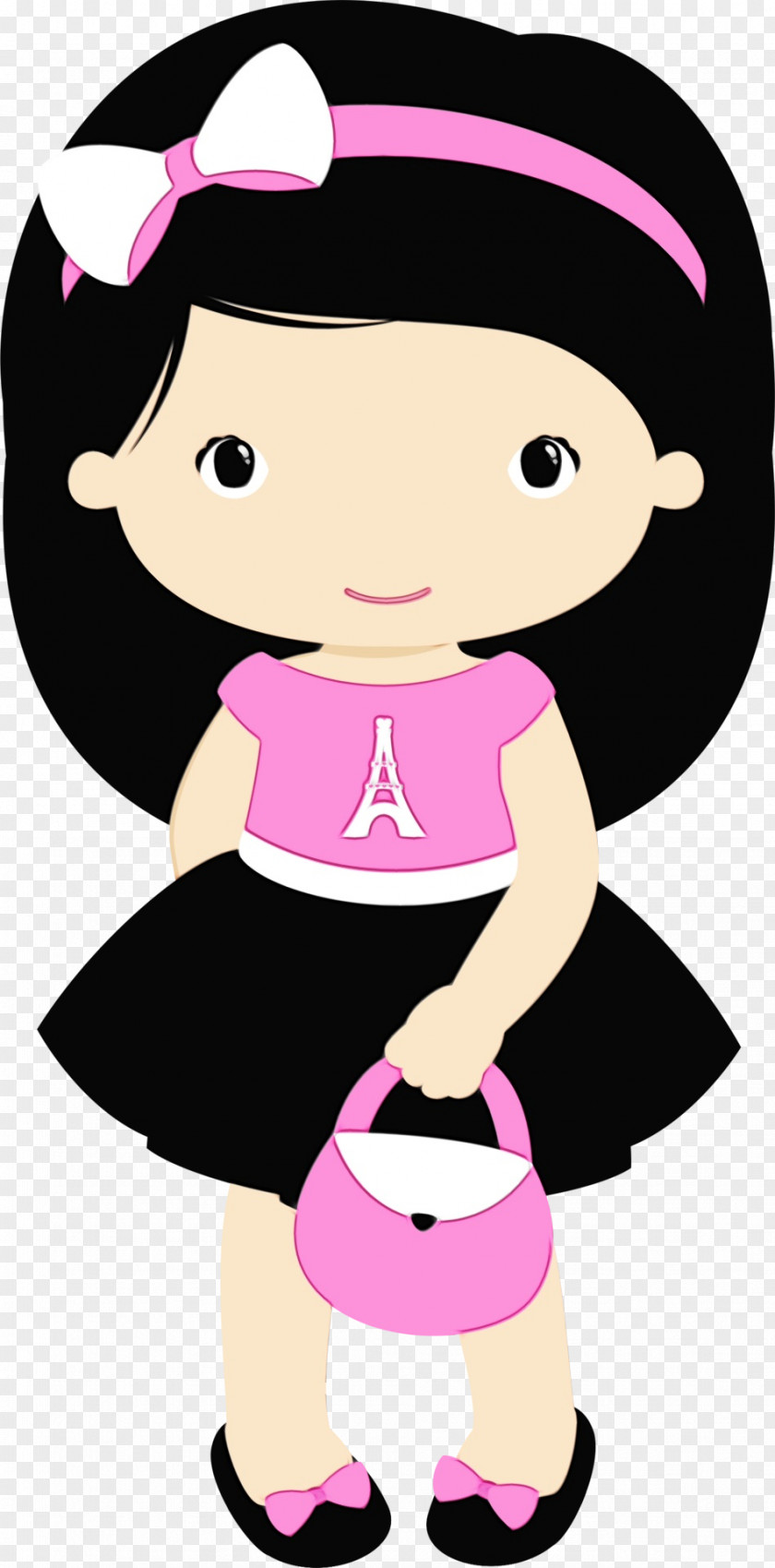 Fictional Character Animation Cartoon Pink Clip Art Child Black Hair PNG