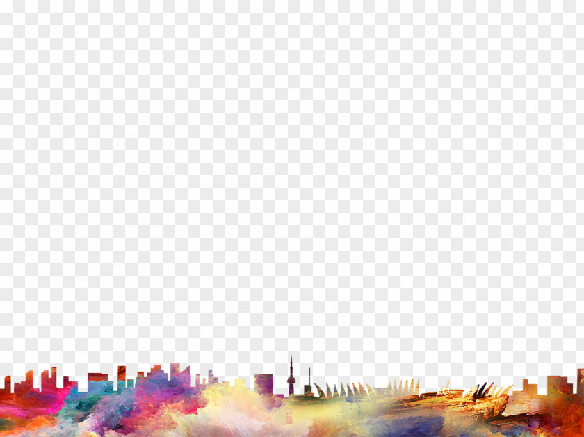 Color City Silhouette Download Wallpaper PNG
