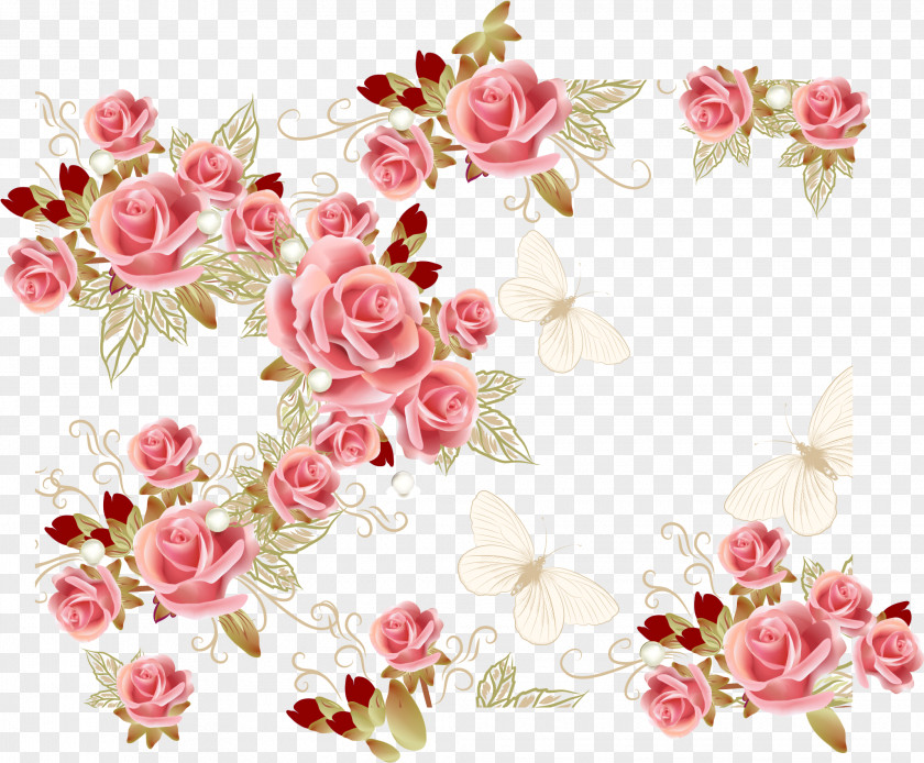 Pink Roses Garden Flower PNG