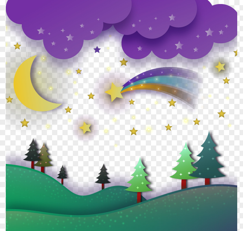 Vector Fantasy Forest Flat Design PNG