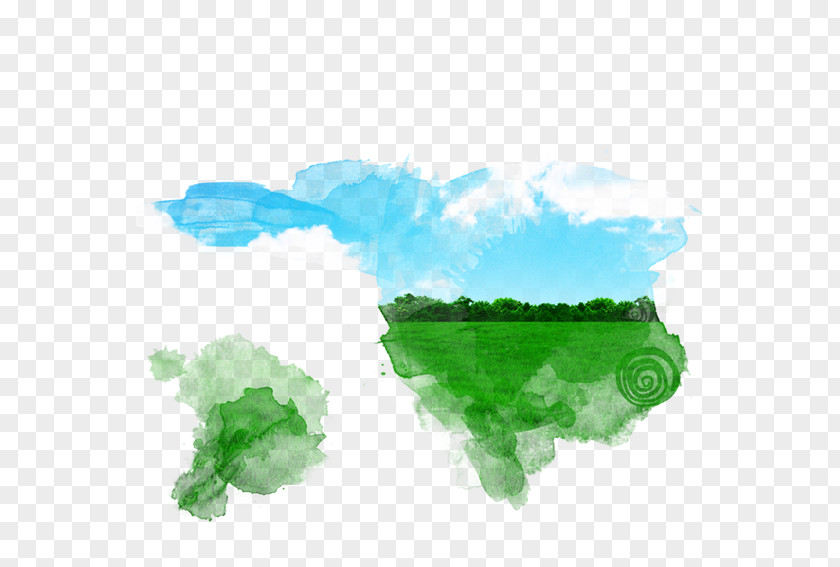 Watercolor Sky Grass Green PNG