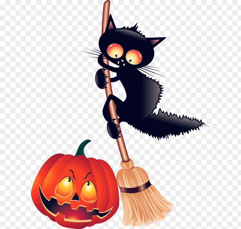 Creative Black Cat Kitten Halloween Clip Art PNG
