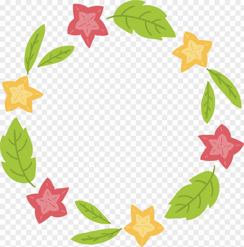 FivePointed Flowers Decorative Frame Flower Clip Art PNG