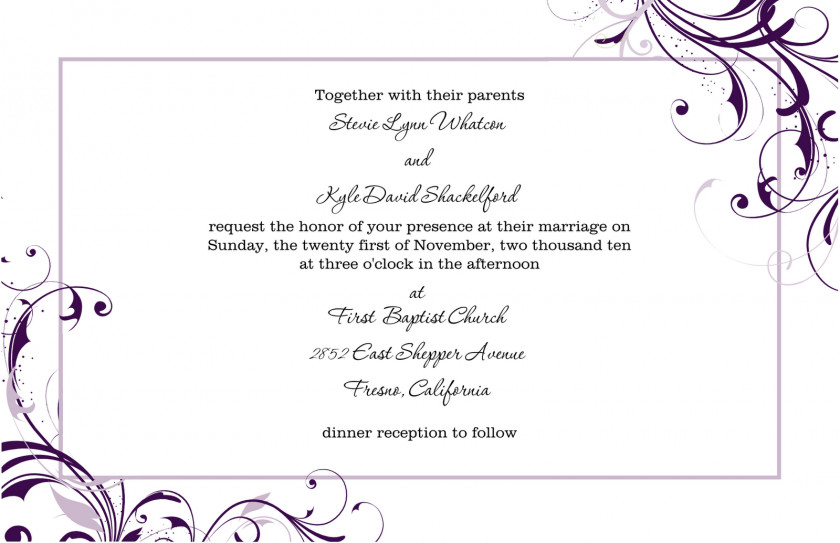 Invitation Wedding Template Microsoft Word Paper PNG