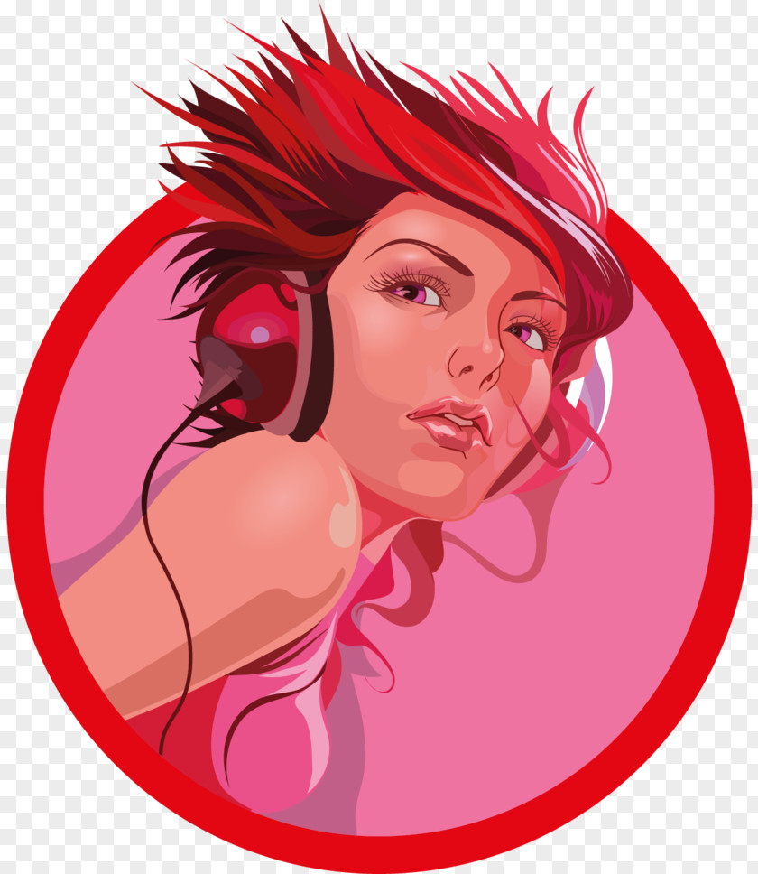 DJ WOMAN Hair Coloring Lip Black Red Brown PNG