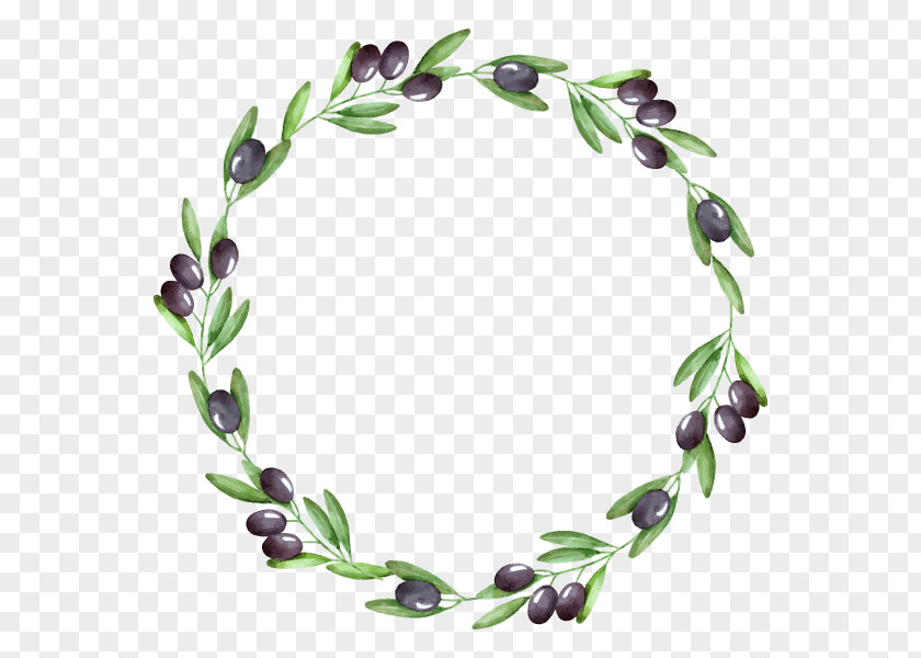Olive Watercolor Painting Wreath Branch PNG
