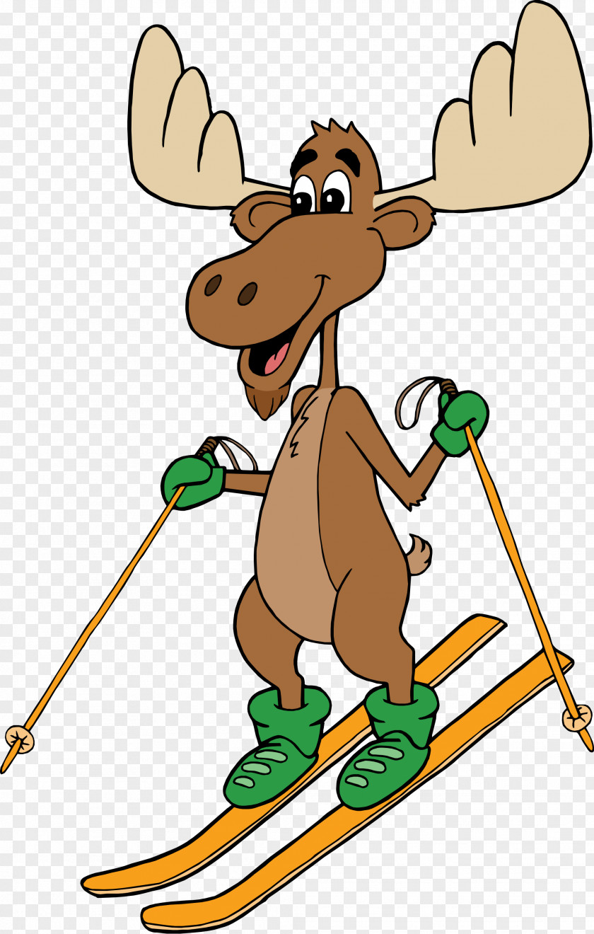 Skiing Moose Sport Clip Art PNG