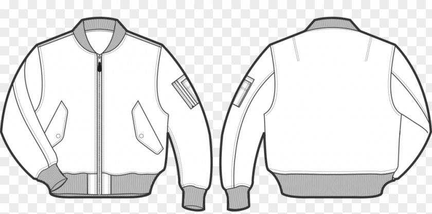 Fahion Illustration Mans Flight Jacket Technical Drawing MA-1 Bomber PNG