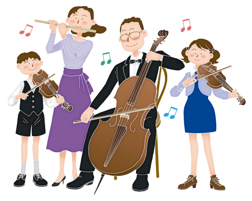 Family Playing Musical Instruments Violin Cello PNG