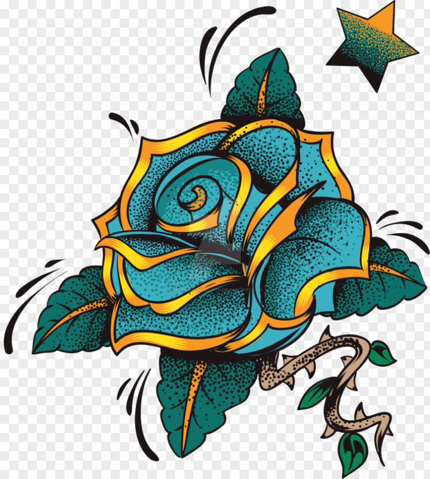 Design Tattoo Blue Rose Art PNG