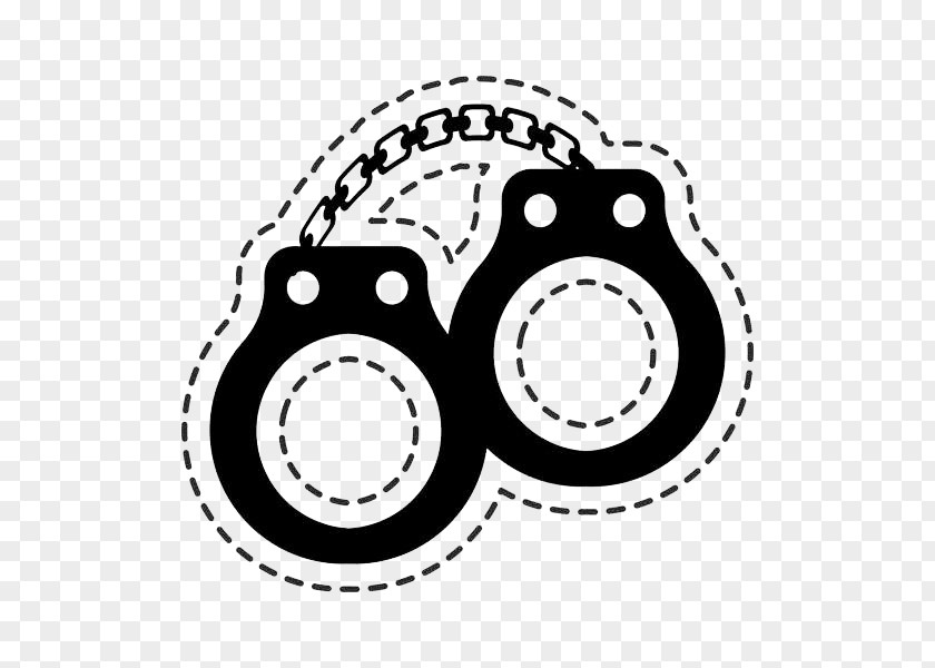 Hand Painted Black Handcuffs Illustration PNG
