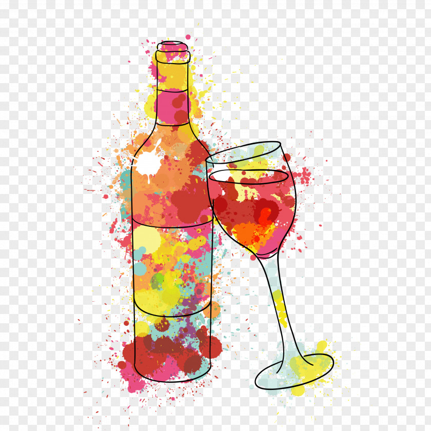 Painted Wine And Water Glasses Vector Birthday Wish Name Day Happiness PNG