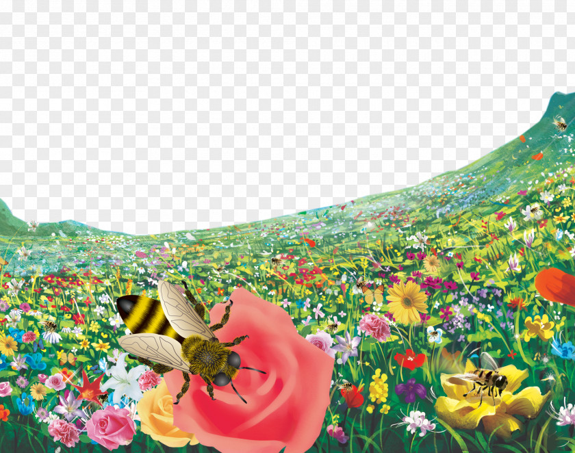 Flower Bee PNG