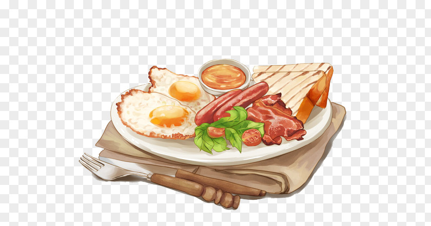Hand Drawn Breakfast Hamburger Hot Dog European Cuisine Fried Egg PNG