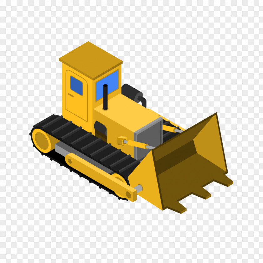 Yellow Cartoon Bulldozer Heavy Equipment Architectural Engineering Excavator PNG