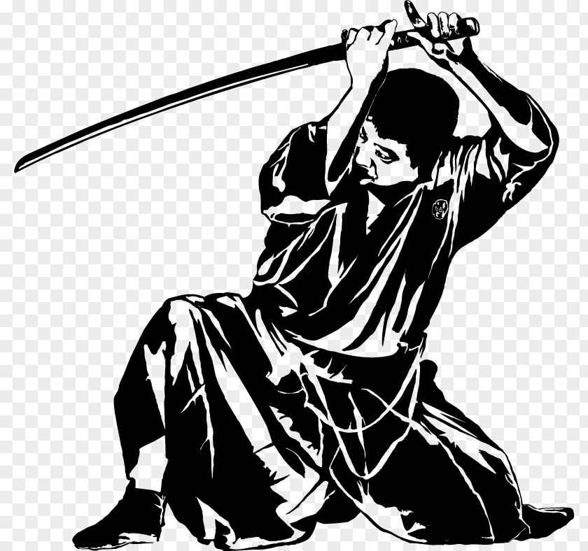 Samurai X Afro Wall Decal Illustration Silhouette PNG