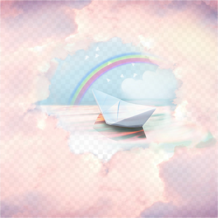 Paper Boat Designer Rainbow PNG