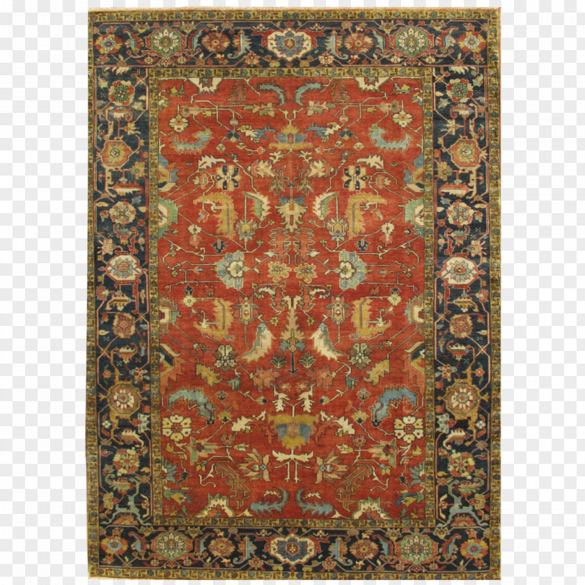 Carpet Heriz Rug Tapestry Brown Blue PNG