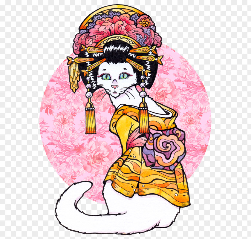 Design Geisha Cat Clip Art PNG