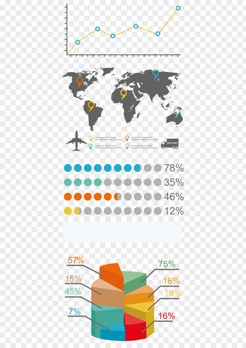 Market Survey Infographic World Map Chart PNG