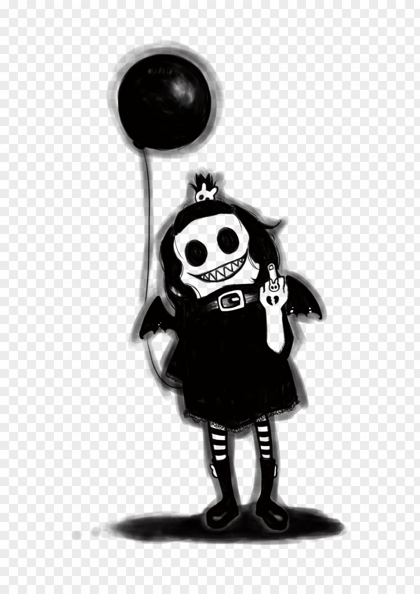 Punk Black Balloon Belly Demon Wings Cartoon Computer File PNG