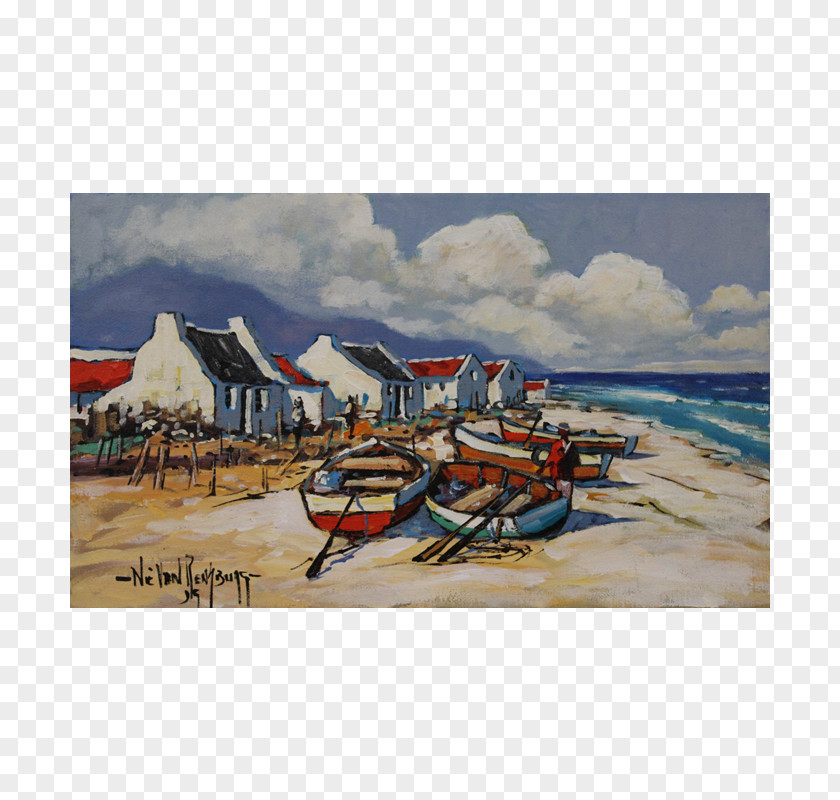 Boat Shore Sea Painting Vacation PNG