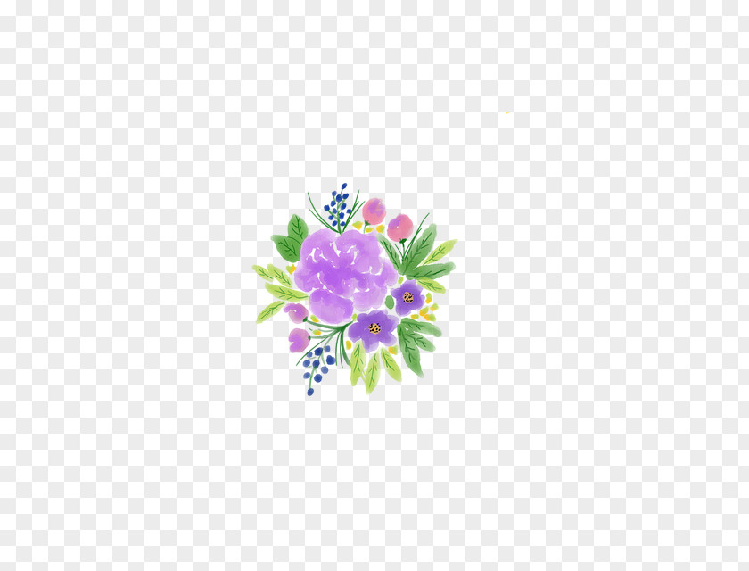 Hydrangea Delphinium Purple Watercolor Flower PNG