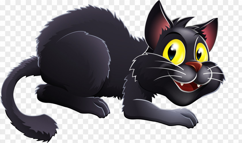 Witch Cat Halloween Landscape Clip Art PNG