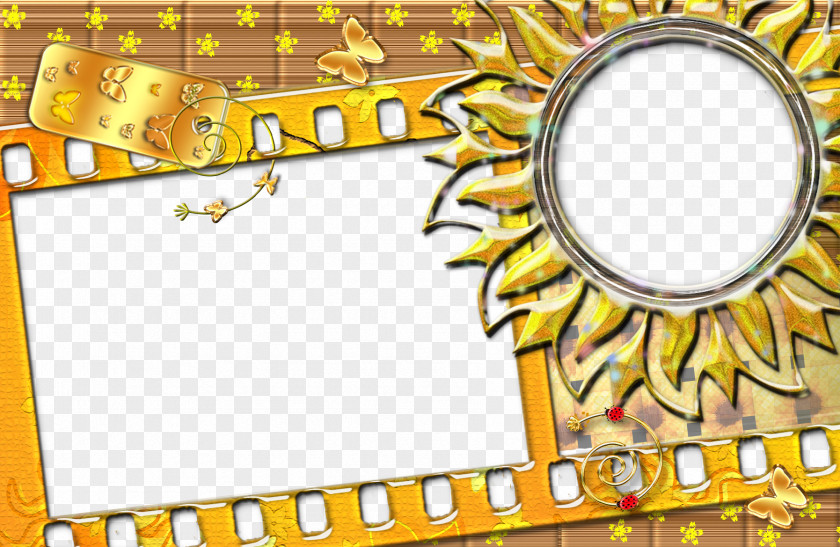 Yellow Sun Retro Decorative Film,frame Photographic Film Frame Picture PNG