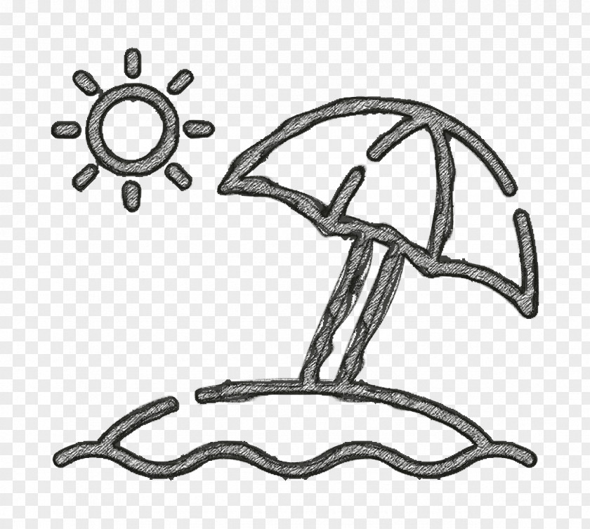 Blackandwhite Coloring Book Beach Icon Summer Sun Umbrella PNG