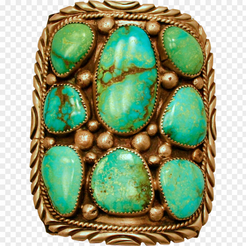 Emerald Turquoise Navajo Gemstone Bracer PNG