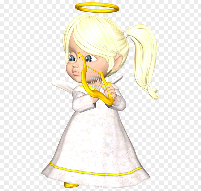 Cute Blonde Angel With Harp Large Clipart Clip Art PNG