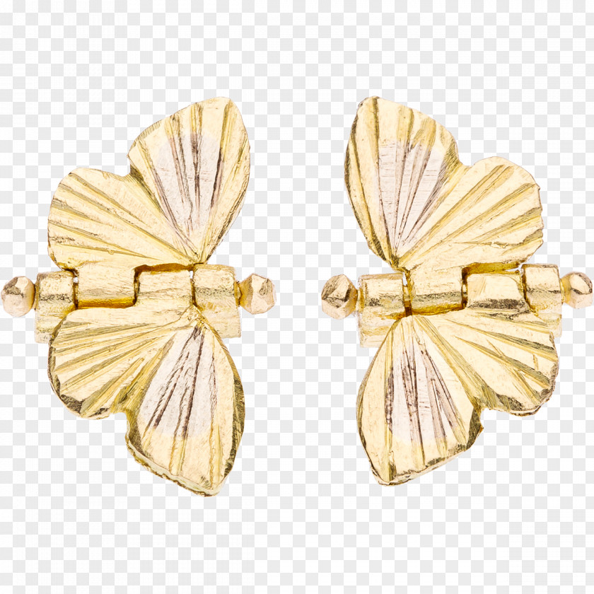 Gold Earring Monarch Butterfly Migration Animal White PNG