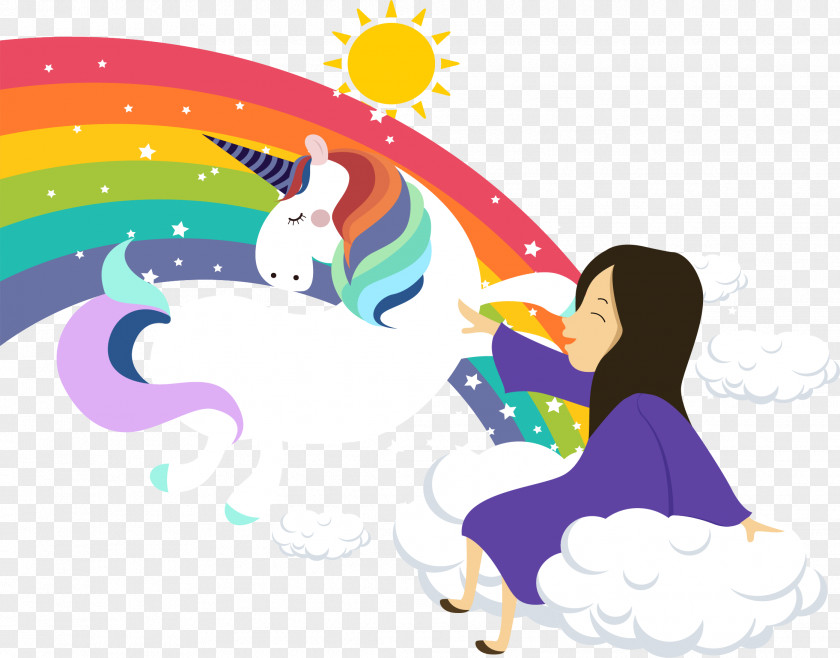 Fairy Tale Little And Horizon Rainbow Unicorn Icon PNG