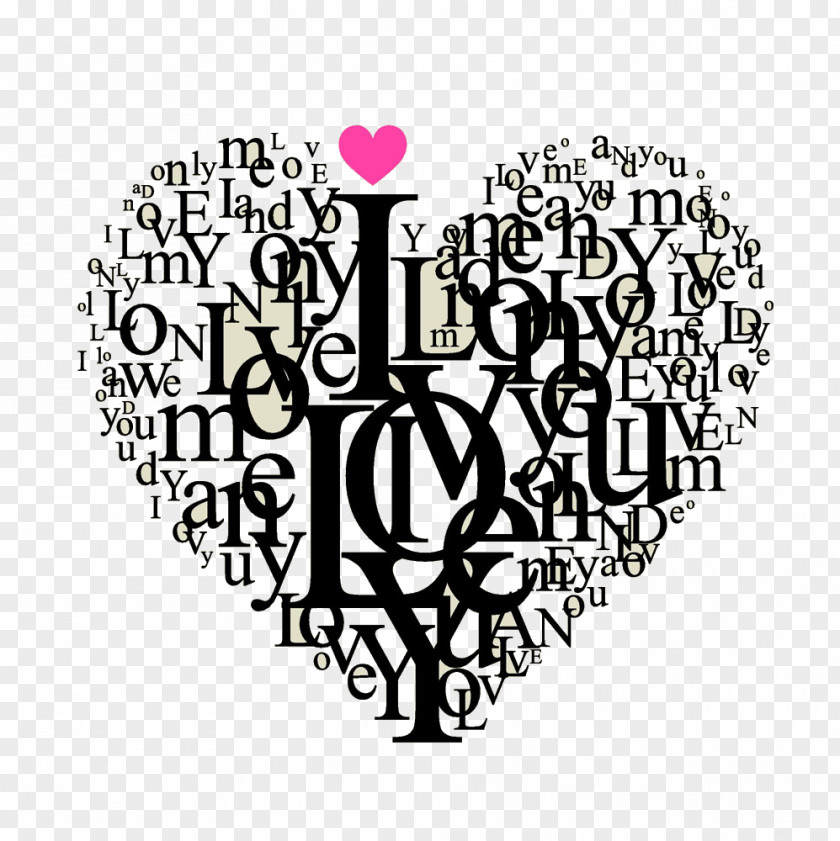 Heart Love Valentines Day Typography PNG