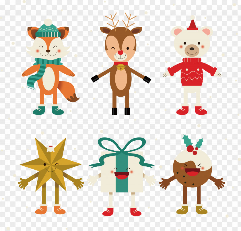 Cartoon Characters In Christmas Reindeer Ornament Star Of Bethlehem PNG