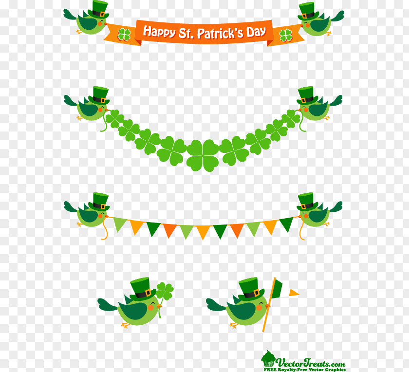Clover Green Bird Banners Vector Material Free Download Saint Patricks Day Luck Clip Art PNG