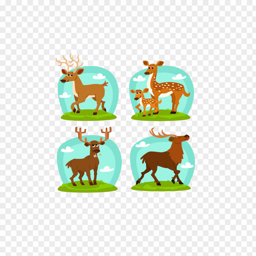 Hand-painted Deer Reindeer Red Antler Clip Art PNG