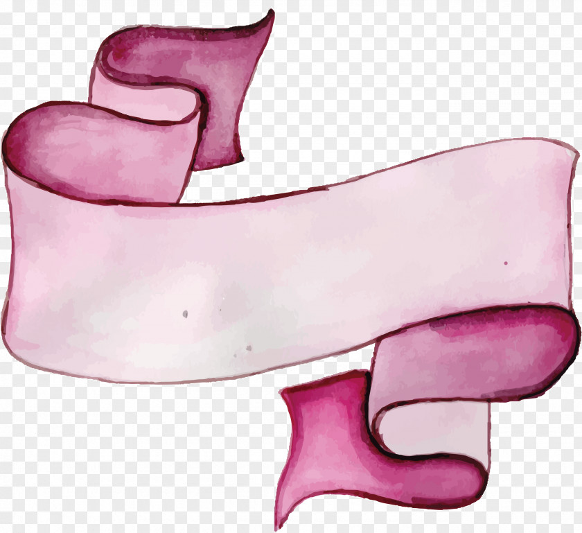 Hand Painted Watercolor Purple Ribbon PNG
