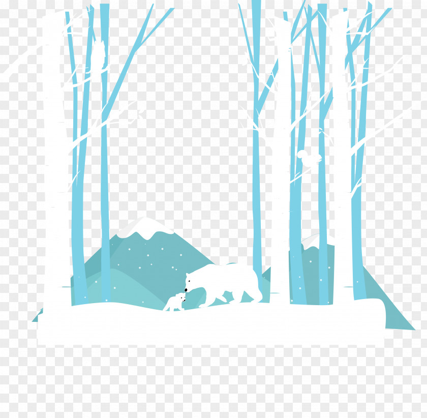 Mother Polar Bear Playing Snow Woods Arctic PNG