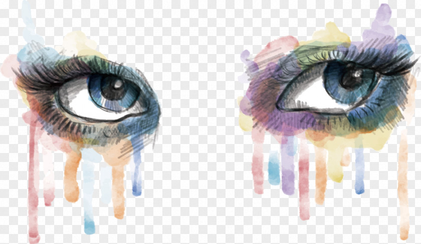 Vector Hand-painted Eyes Business Card Cosmetics Logo Make-up Artist Beauty PNG