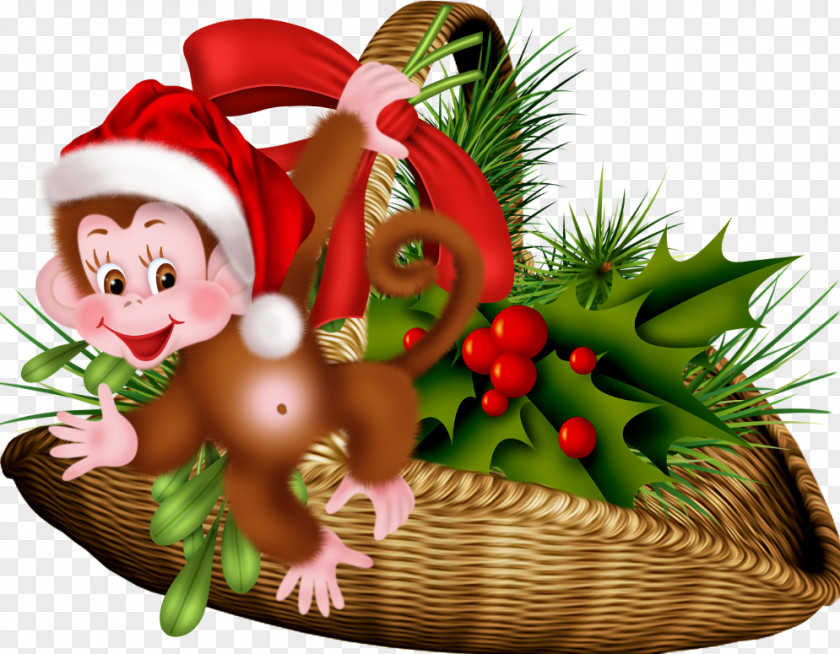 Monkey Basket Christmas Ornament PhotoScape PNG