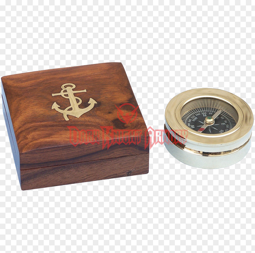 Brass Ship Box Compass Navigation PNG