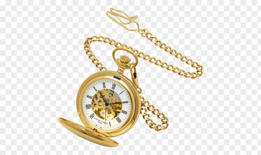 Chain Pocket Watch Gold Necklace PNG